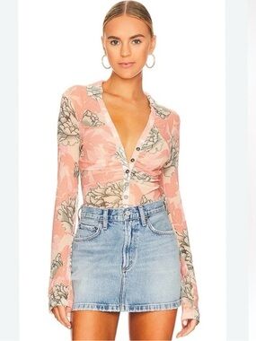 NWT Free People Lucky Shirtee in Peach Bloom